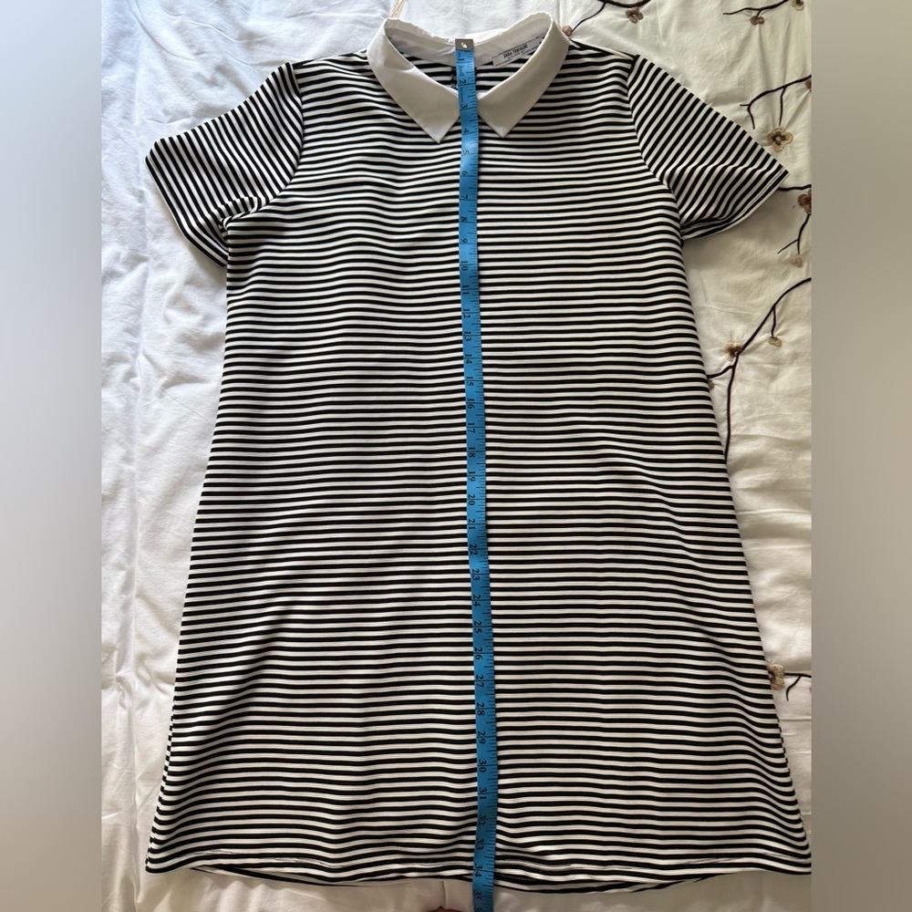 Zara Striped Short Sleeve Mini Dress with Collar size large - Picture 9 of 9
